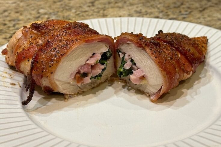 Bacon wrapped stuffed chicken