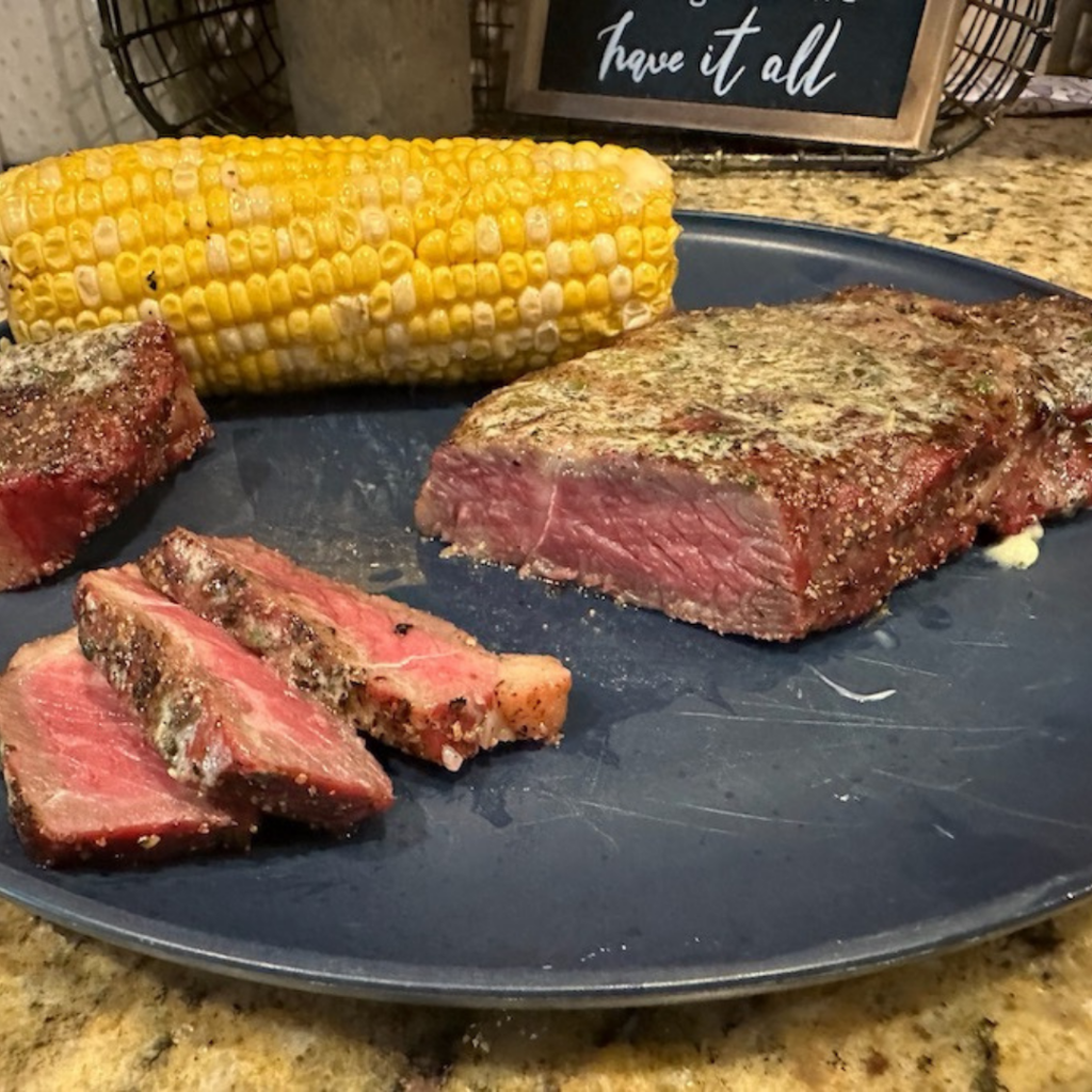 Steak and corn