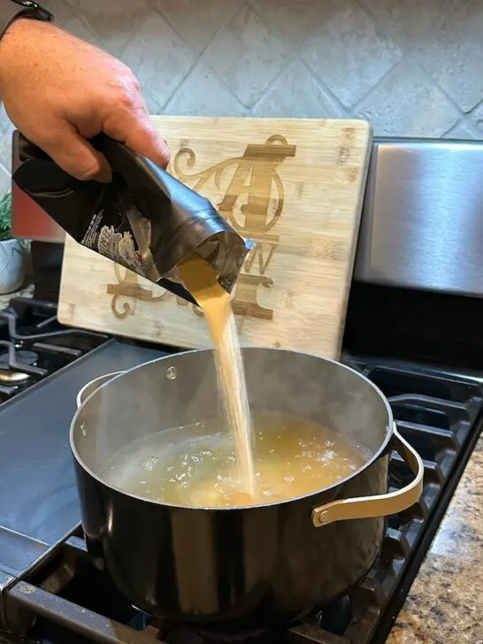 Brining solution in large pot