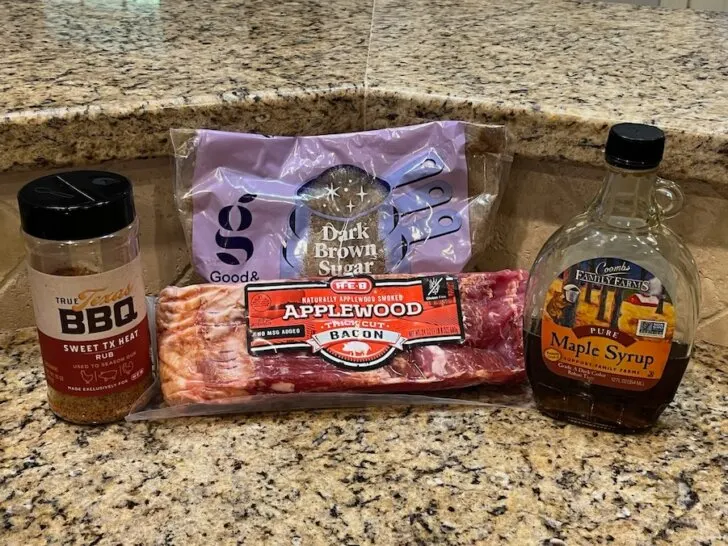 Smoked candied bacon ingredients from Backyard Texas Grill