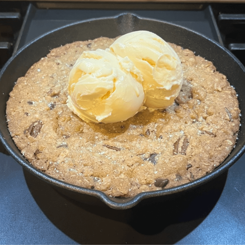 Easy skillet cookie by Backyard Texas Grill