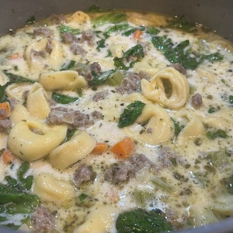 Creamy Italian Sausage & Tortellini Soup by Backyard Texas Grill