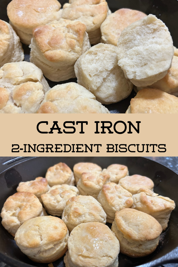 2-ingredient biscuits from backyard texas grill: biscuits in cast iron skillet