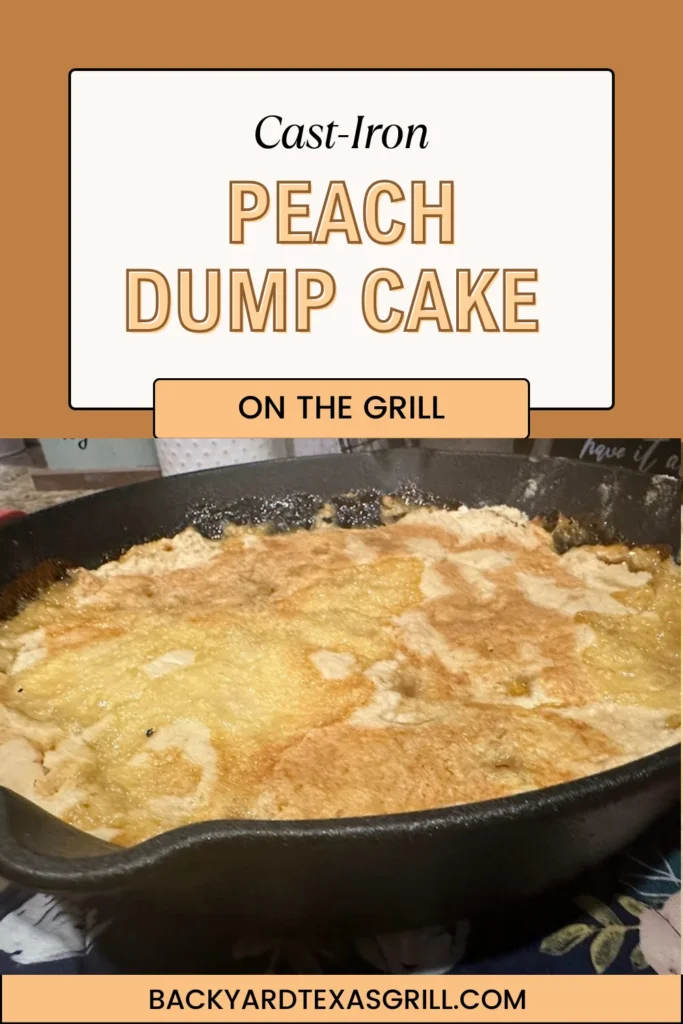 cast iron peach dump cake made in cast iron skillet