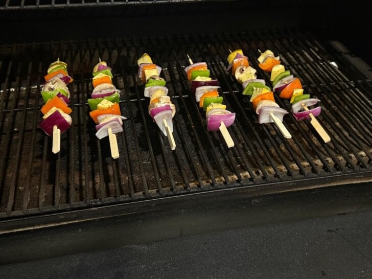 veggie skewers on the grill