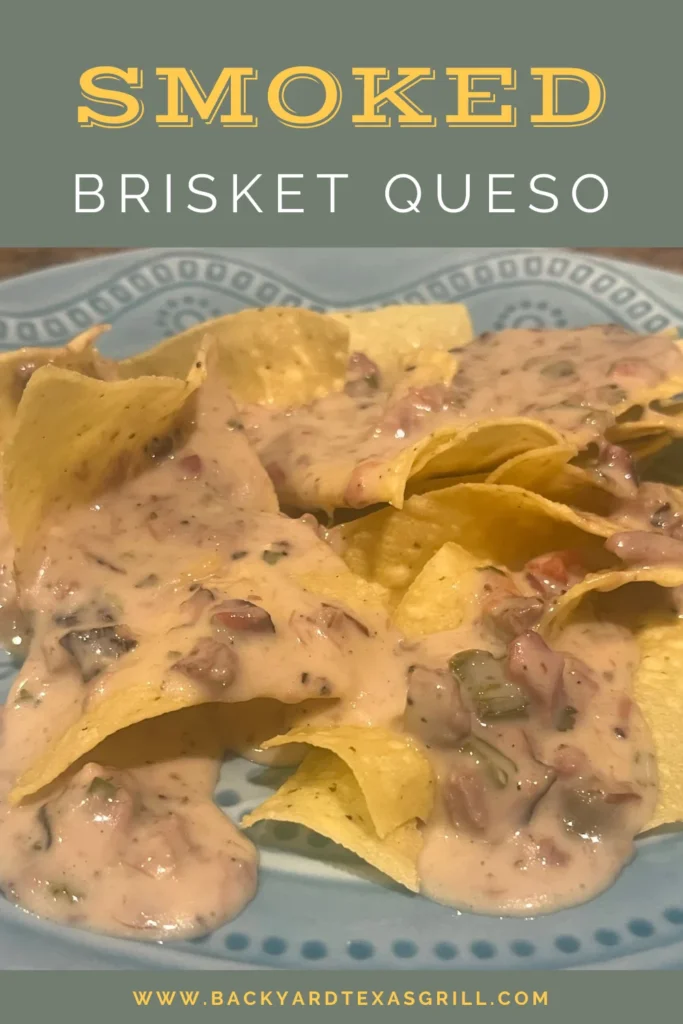 smoked brisket queso made in cast iron skillet