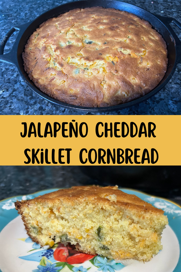Jalapeno Cheddar Skillet Cornbread pin for pinterest