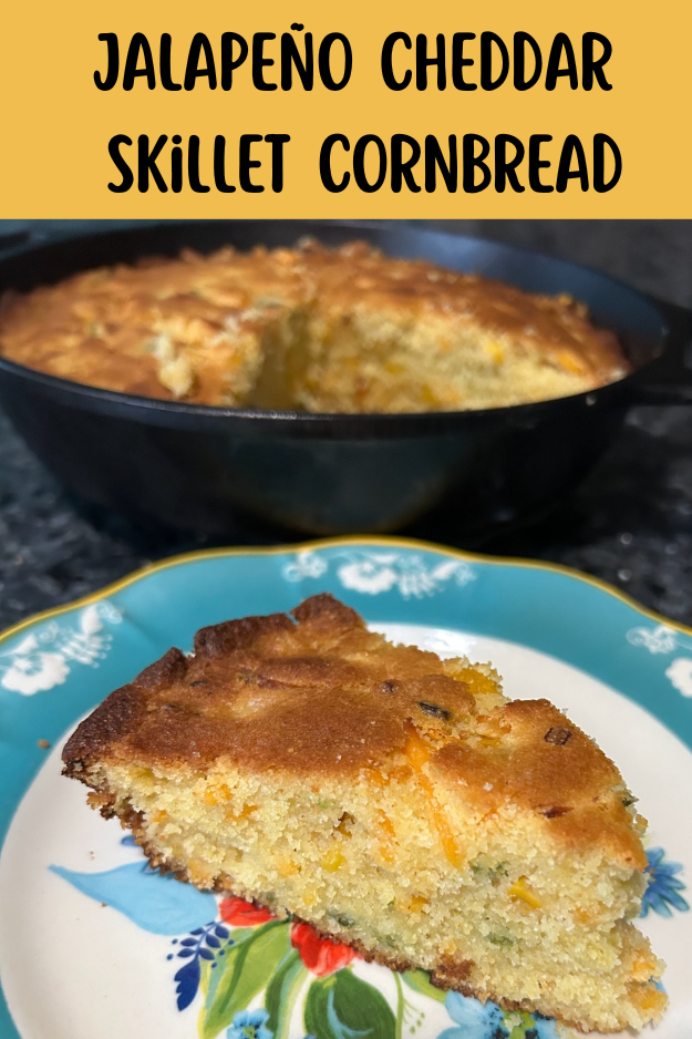Jalapeno Cheddar Skillet Cornbread pin for pinterest