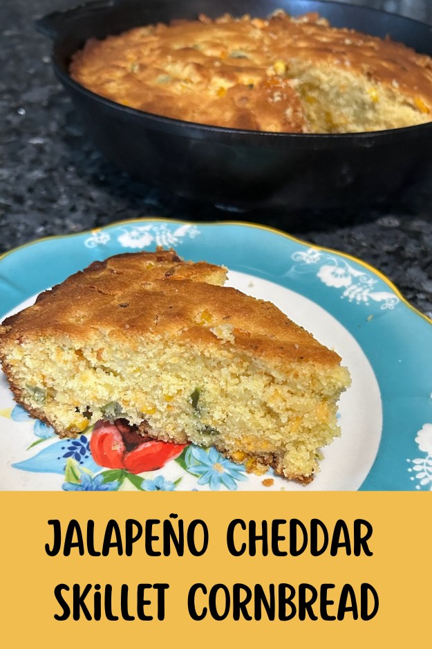 Jalapeno Cheddar Skillet Cornbread pin for pinterest