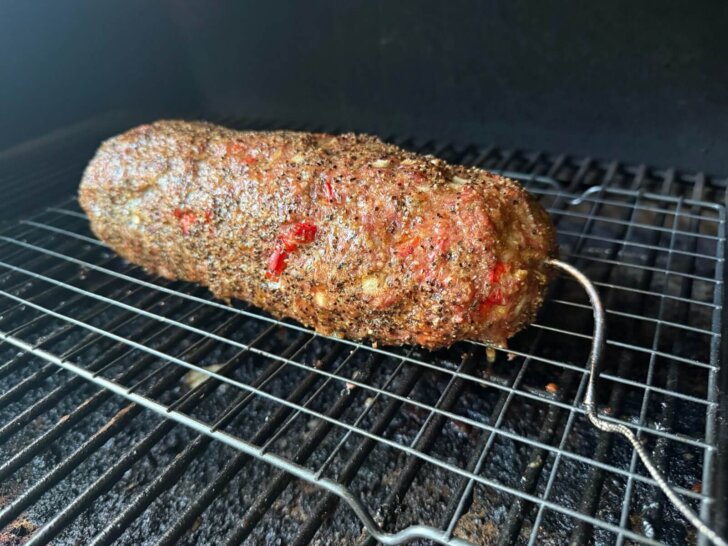 cooked meatloaf in smoker