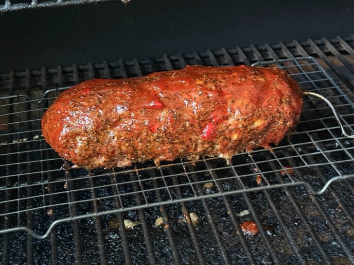 cooked meatloaf with glaze