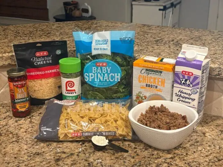 creamy italian bowtie pasta ingredients