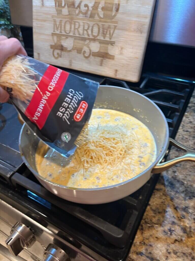 cheese sauce in pan