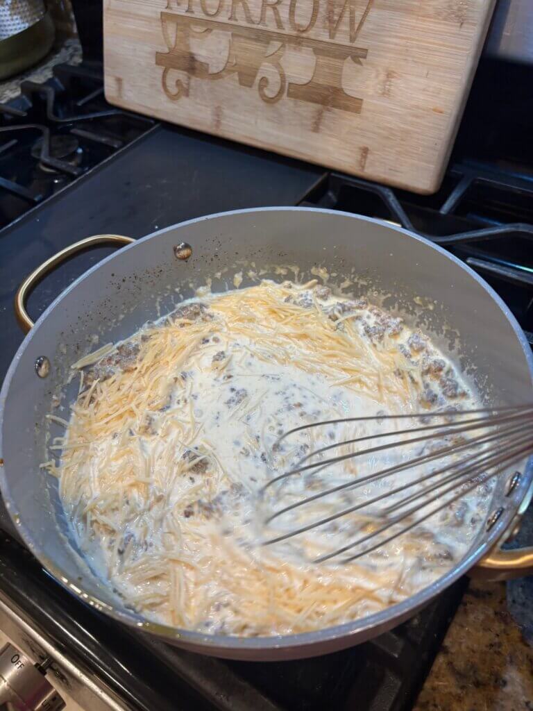cheese sauce in pan