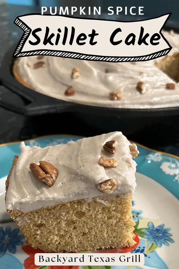pumpkin spice skillet cake pin for pinterest