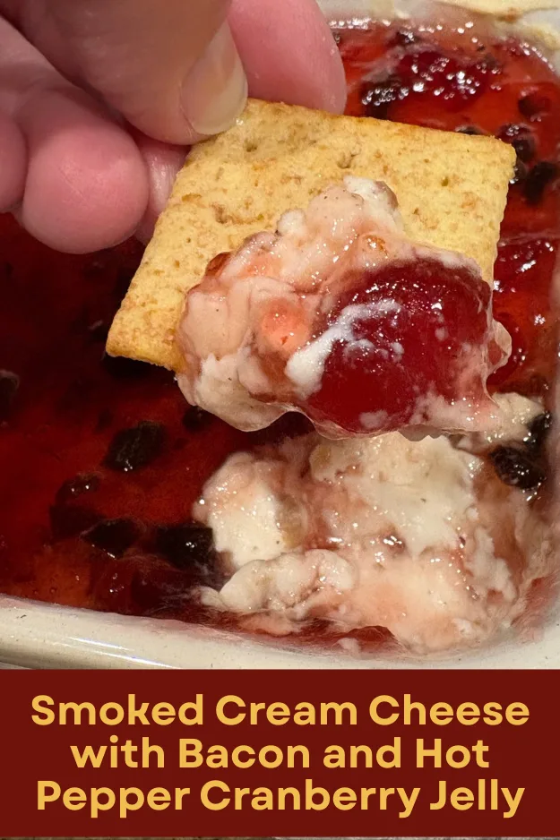 smoked cream cheese with hot pepper jelly pin for pinterest