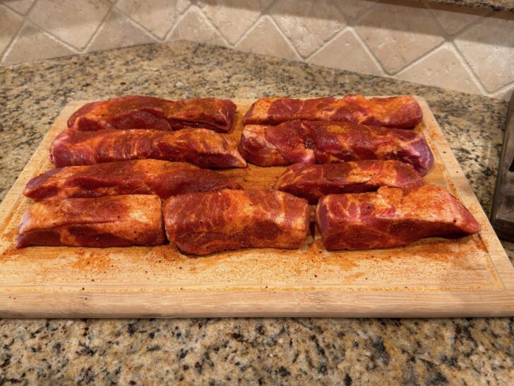 Smoked Honey Bourbon Country-Style Ribs seasoned pre-cook