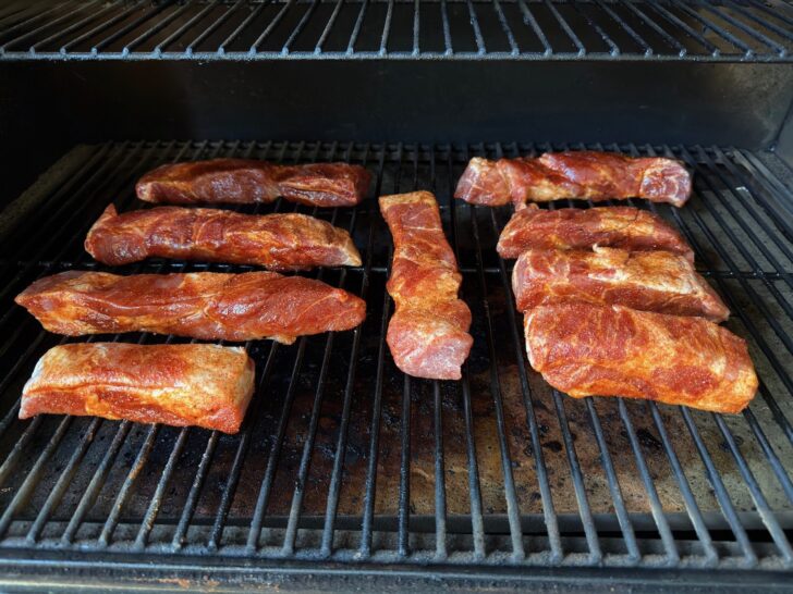 Smoked Honey Bourbon Country-Style Ribs on grill/smoker