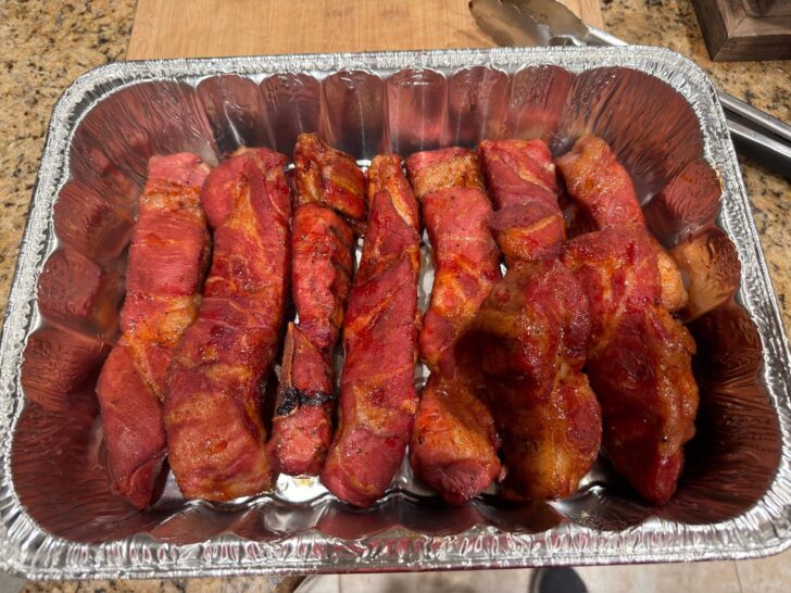 Smoked Honey Bourbon Country-Style Ribs in foil pan