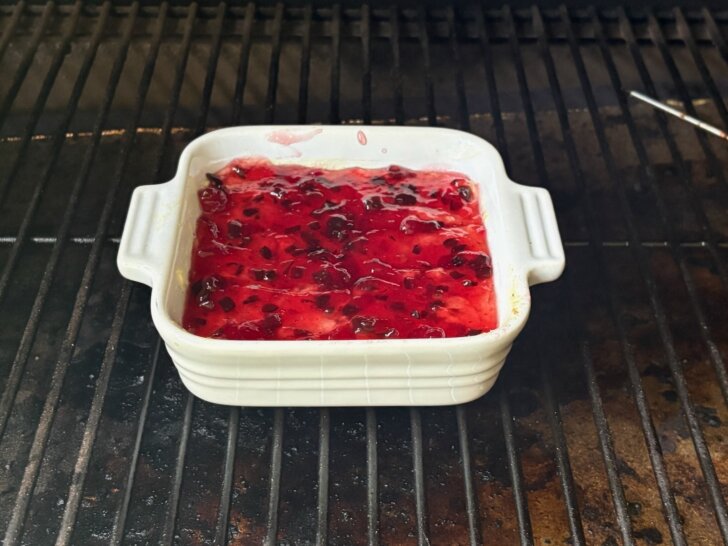 cream cheese mixture with jelly on grill