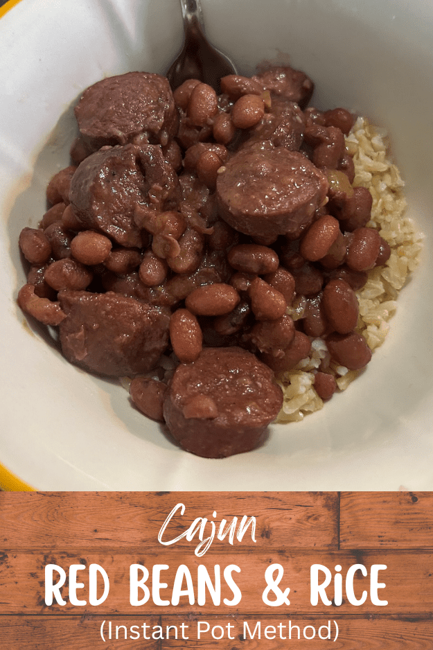 cajun red beans and rice pin for pinterest