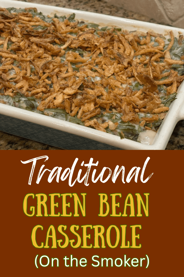 traditional green bean casserole pin for pinterest