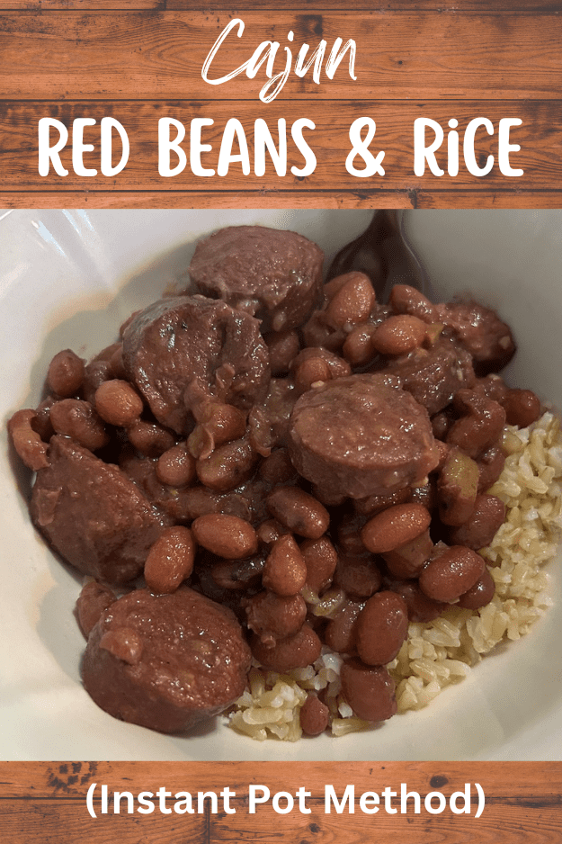 cajun red beans and rice pin for pinterest