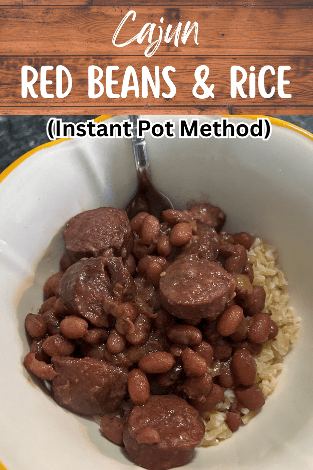 cajun red beans and rice pin for pinterest