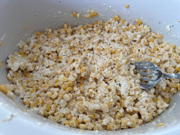 Slow Cooker Honey Cream Corn ingredients in crock pot