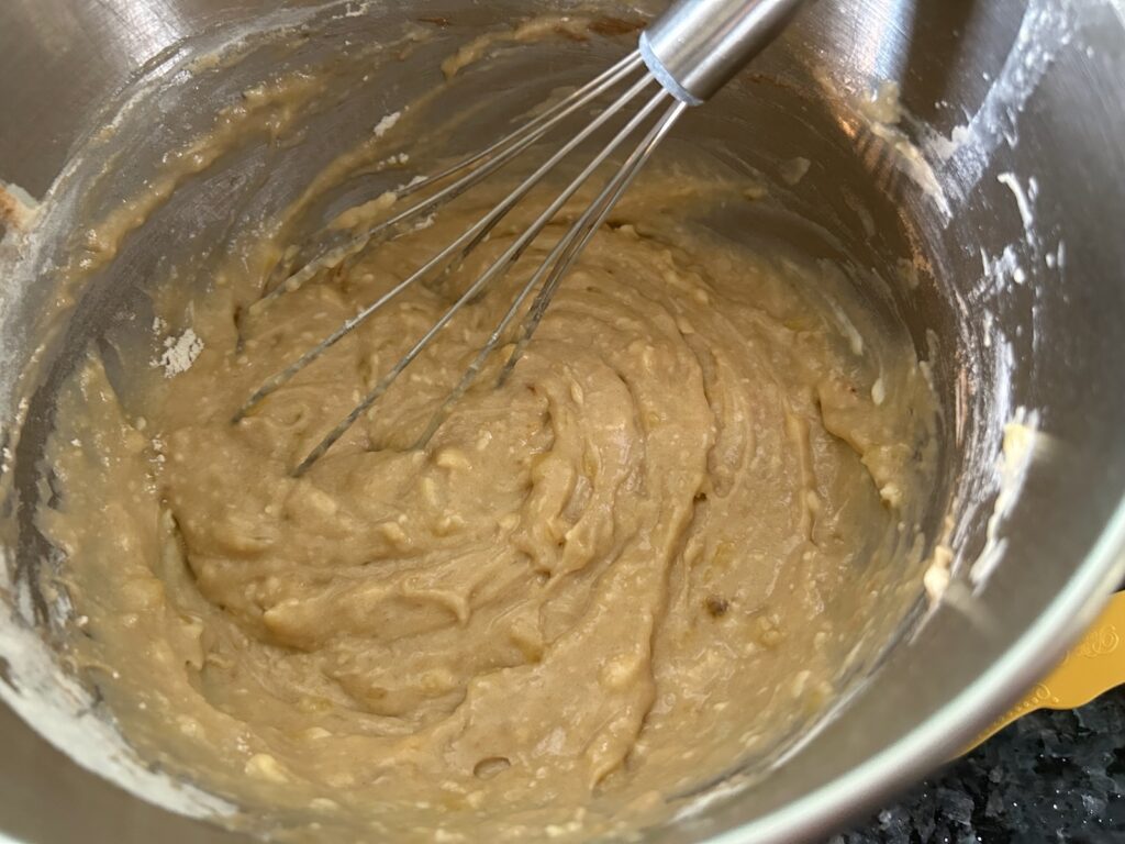 banana bread batter in bowl