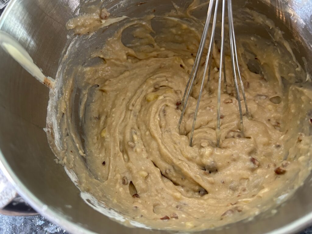 banana bread batter in bowl