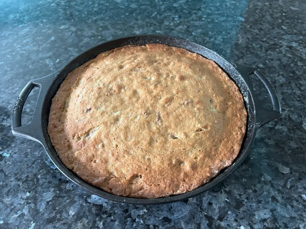 banana bread batter baked in skillet