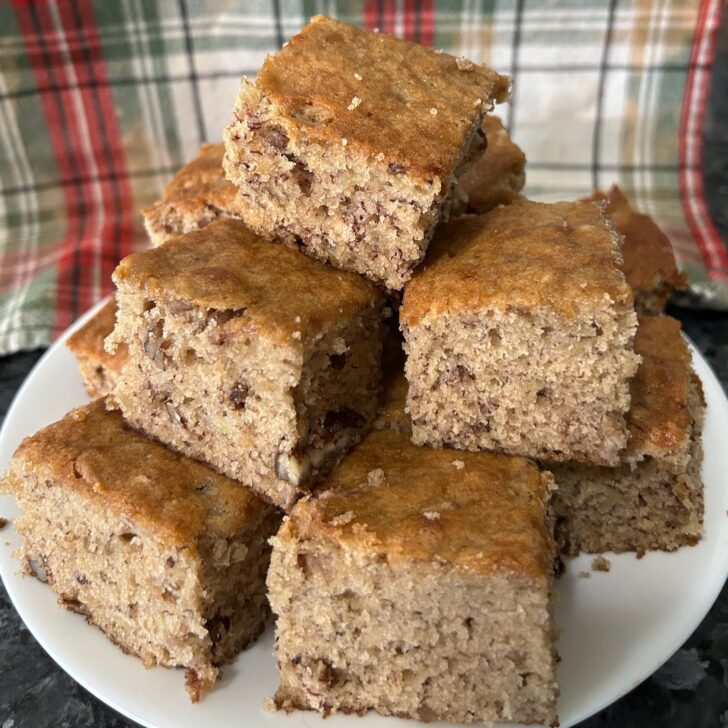 slices of banana bread on plate