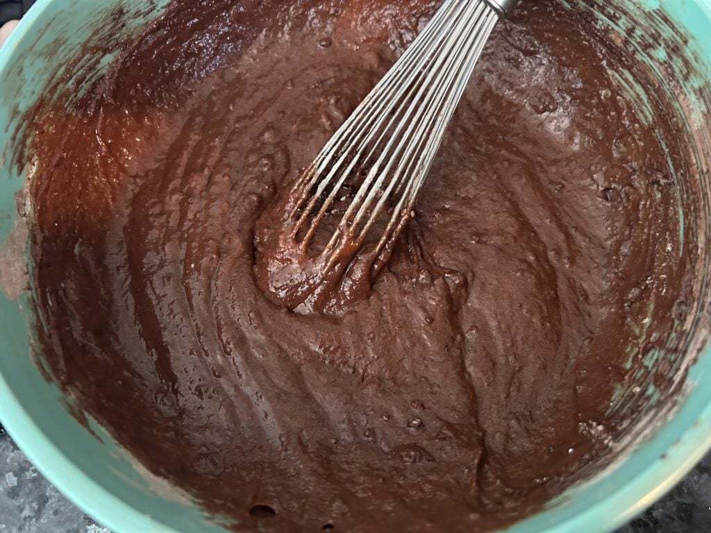 texas sheet cake batter, chocolate added
