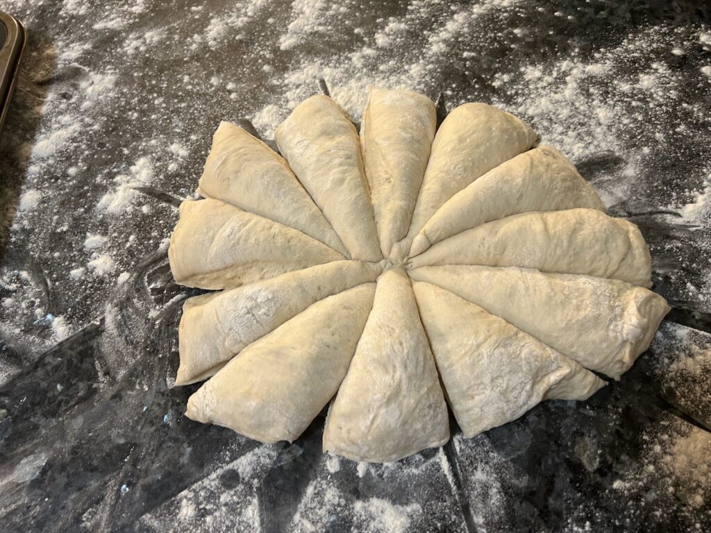 dough cut into pieces