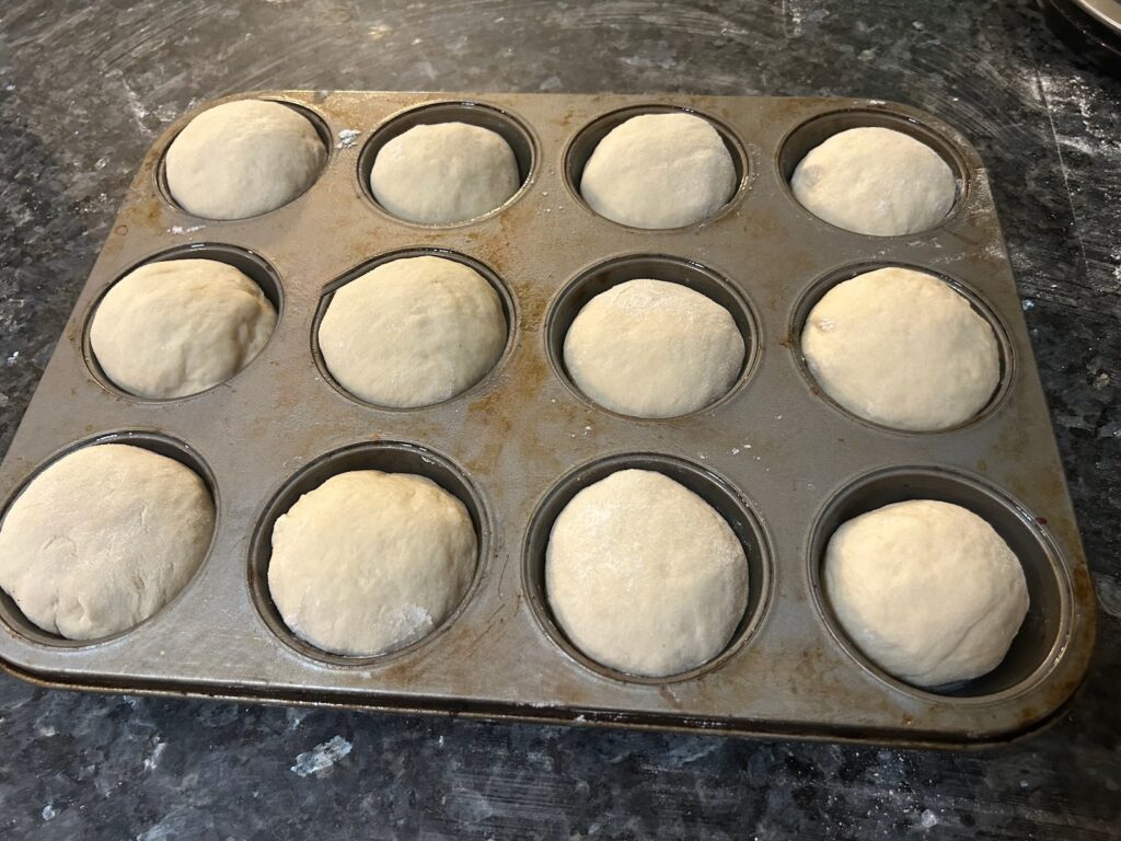 dough rolled and placed in muffin pan