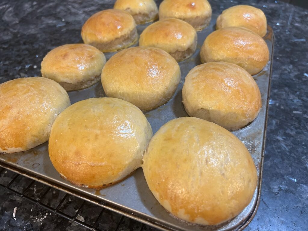 baked dinner rolls in muffin pan