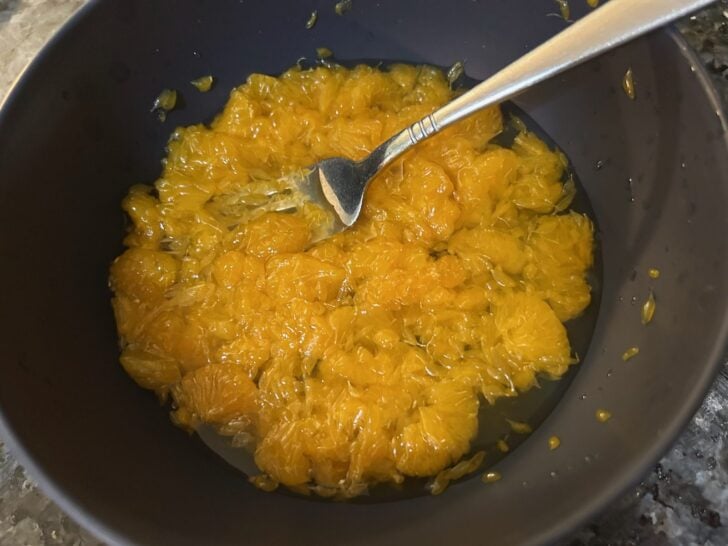 mashed mandarin oranges in juice