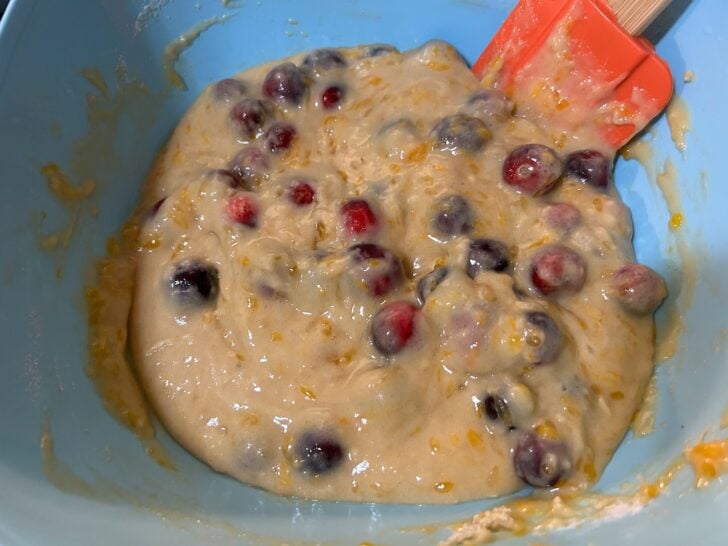 Orange Cranberry Skillet Cake batter in bowl