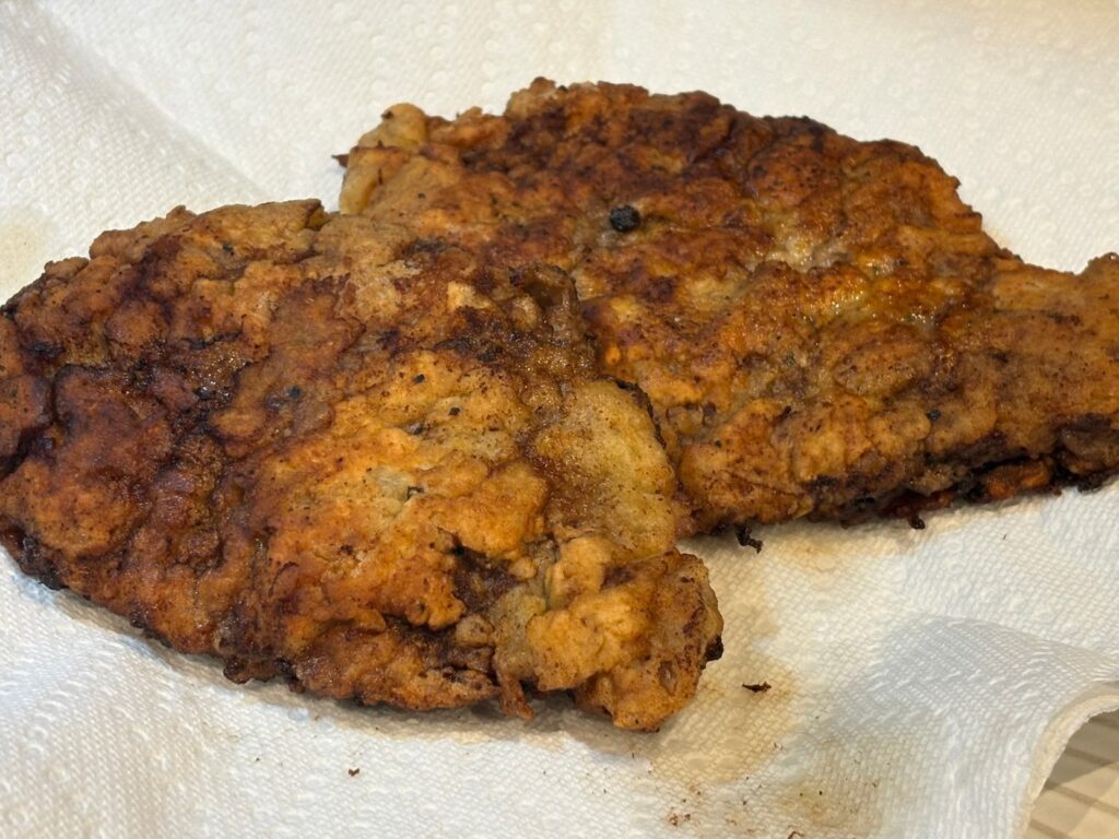 chicken fried steak with no gravy on napkins