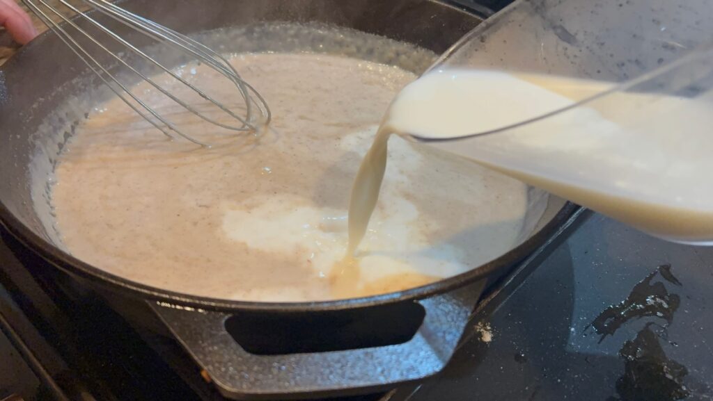 adding milk to cream gravy roux