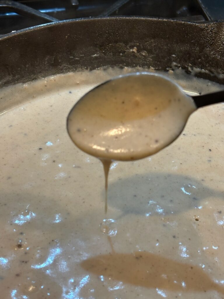 finished cream gravy with seasonings
