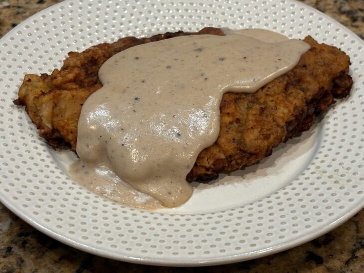 chicken fried steak with cream gravy