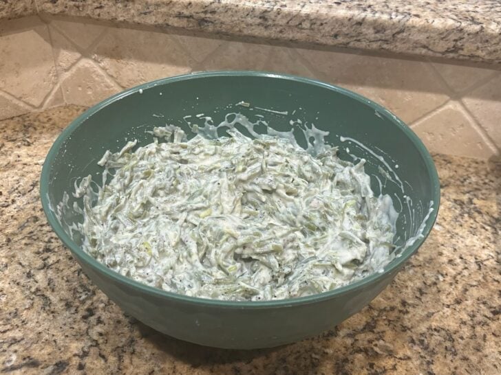 green beans mixed with cream of mushroom soup and french fried onions