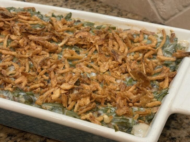 delicious green bean casserole, from above