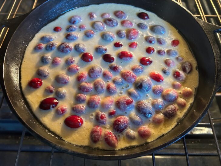 cornbread batter in skillet before baking