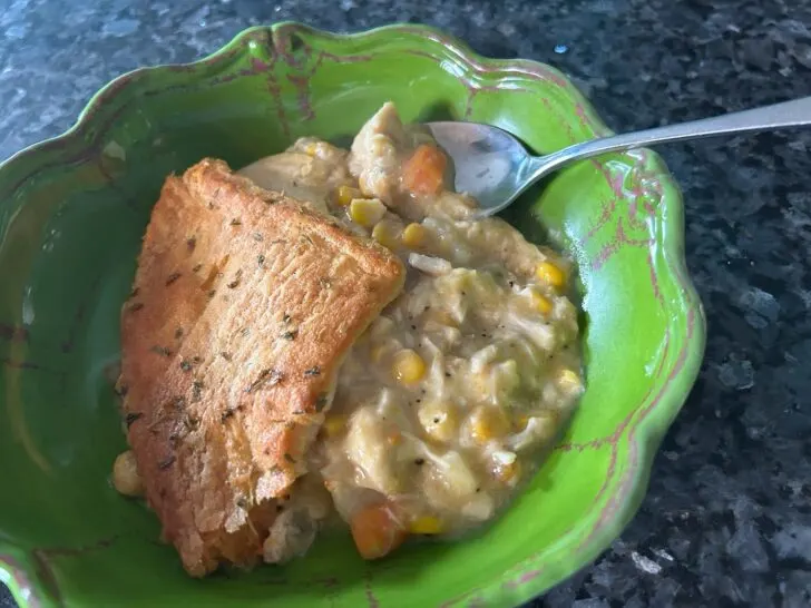 turkey pot pie in bowl