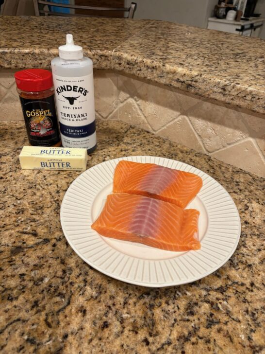 raw salmon on plate