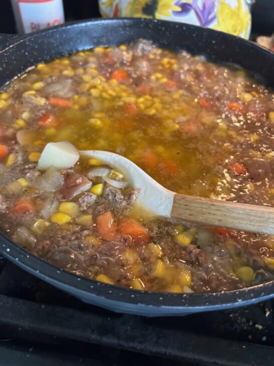 cowboy chowder in skillet