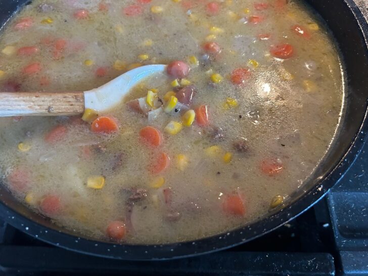 soup simmering on stove